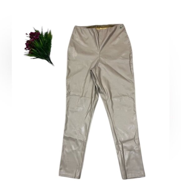 Nasty Gal Women’s 10 Beige Faux Leather Pants - Picture 1 of 5